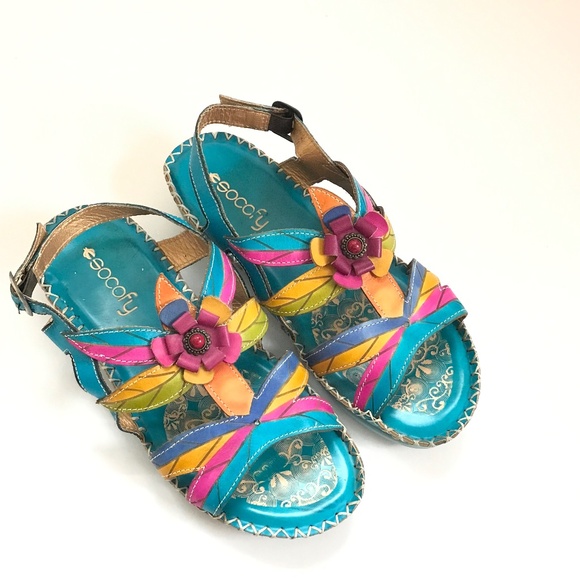 Socofy Shoes - SOCOFY Flower Sandals Leather Bohemian Women’s Size 7